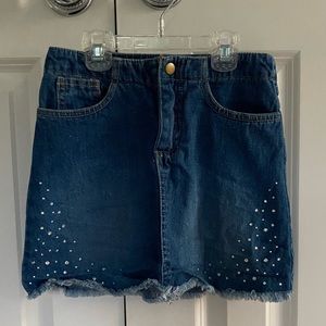 denim rhinestone skirt - XXS